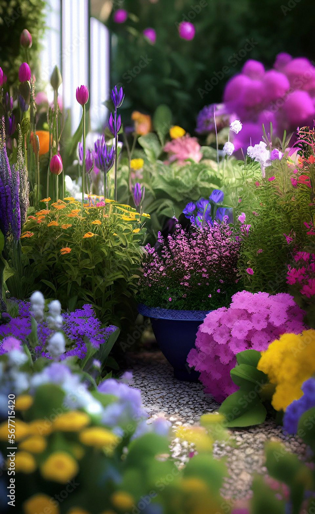 Obraz premium background with flowers, generative ai, sketch style illustration, these depiction is fictitious and generated