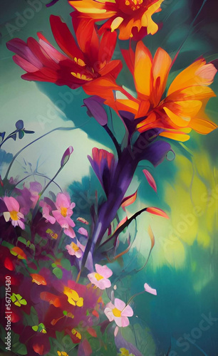 background with flowers, generative ai, sketch style illustration, these depiction is fictitious and generated