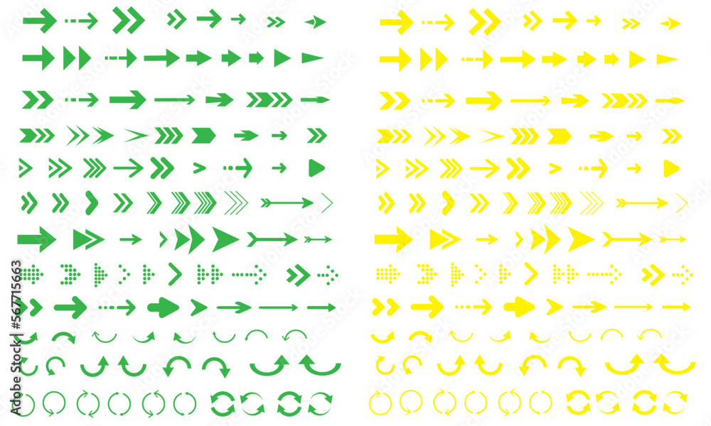 Flêches - Vert et Jaune - couleur vive