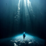 scuba diving in the deep oceam