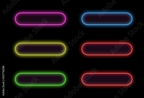 Square Purple and red neon light on a transparent background. Neon frame for your design. Neon rectangular frame with shining effects. Modern neon frames, great design for any purposes