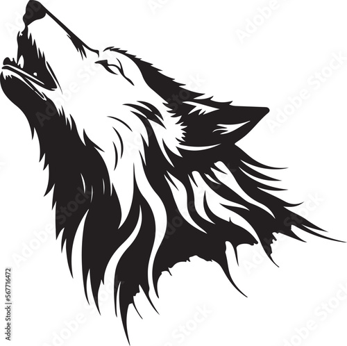Vector illustration of wolf head with ornament