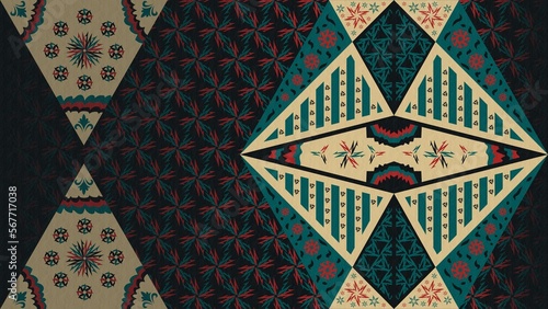 geometric ornamental pattern background (Folk Art) - decorative illustrations, vintage, antique, ancient, old, traditional, culture, wallpaper, desktop, cover, 