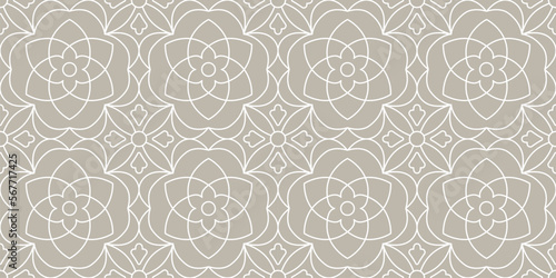 Indian floral seamless pattern with intersecting line flower vector illustration