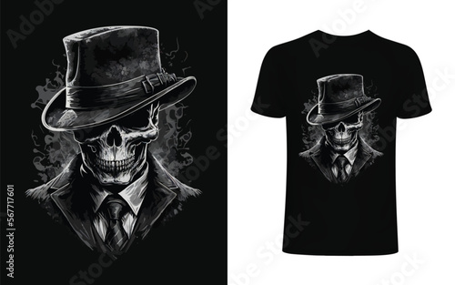 Gentleman skull with cigar. Design element for logo, label, sign, t shirt.