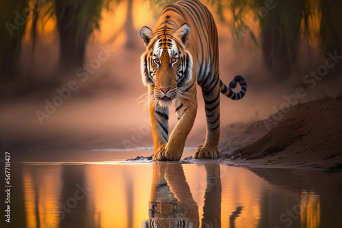 bengal tiger silent hunting. generative ai