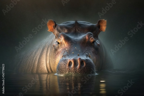 hippopotamus in water. generative ai