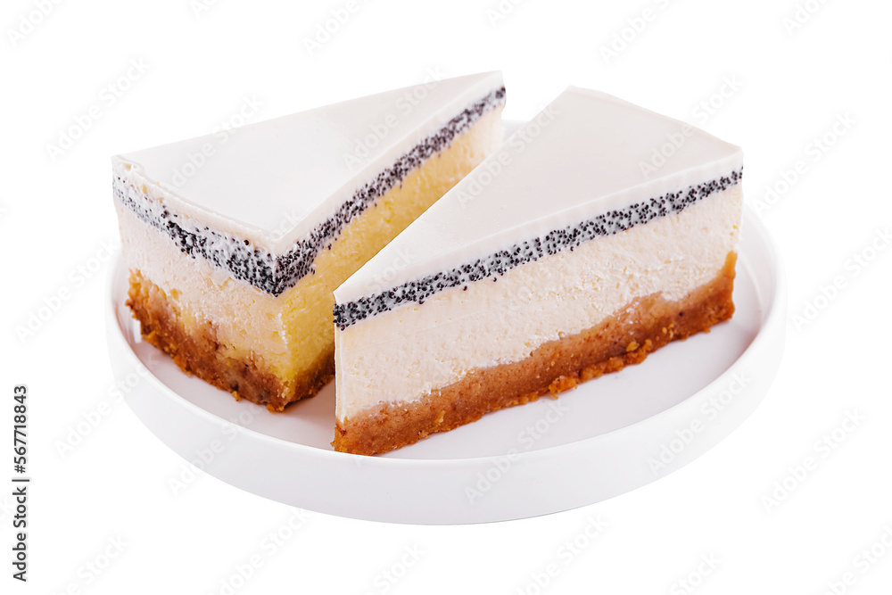 Slices of cheesecake with poppy seeds Slices of cheesecake with poppy seeds