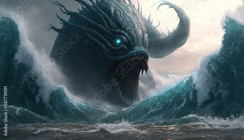 creature emerging for the sea