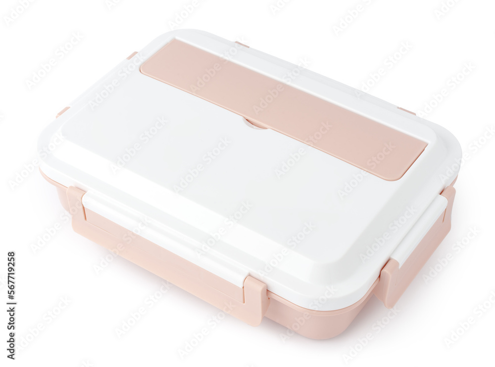 Close up Plastic food box isolated on white background Close up Plastic food box isolated on white background
