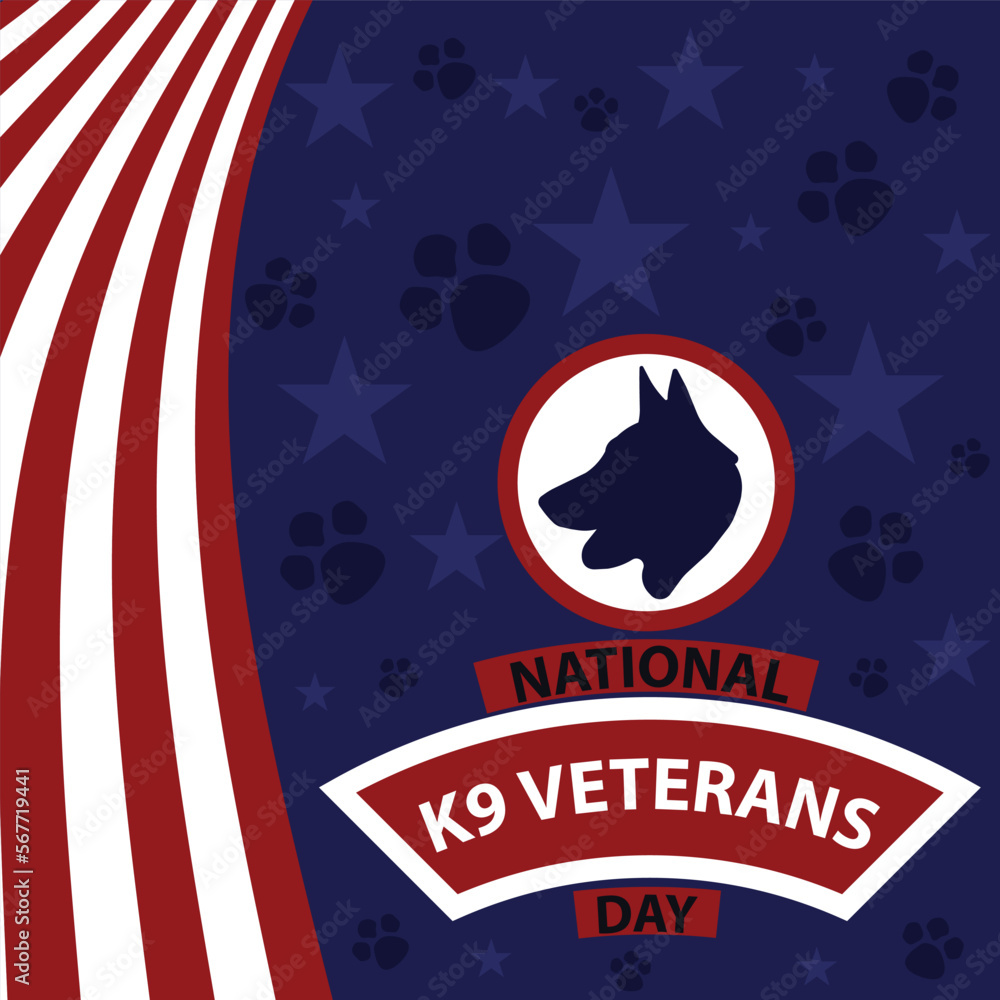 Vector banner design celebrating National k9 Veterans day in march