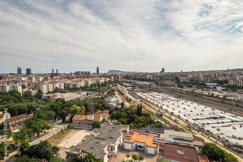 Slika na platnu A huge logistics warehouse in a port city for storing and sorting goods