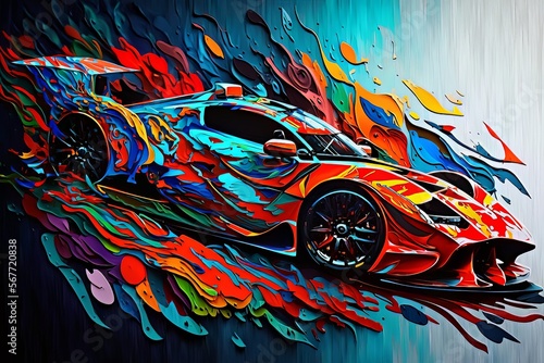 Sport car splash art colorfull generative ai #567720838