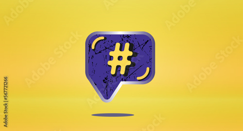 Hashtag symbol on bright background. Banner for a post about promotion in a social network.