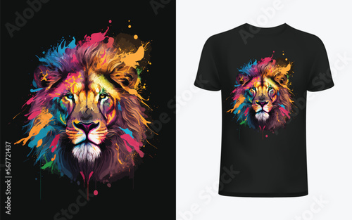 Lion digital colorful vector illustration in graffiti sketch style for t shirt design  banner  poster etc.