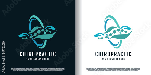 chiropractic logo design vector with creative  unique concept premium vector