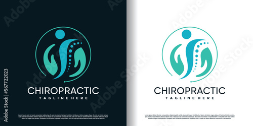 chiropractic logo design vector with creative  unique concept premium vector
