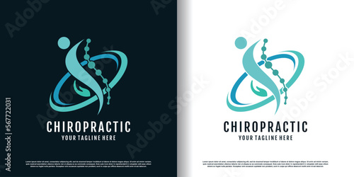 chiropractic logo design vector with creative  unique concept premium vector
