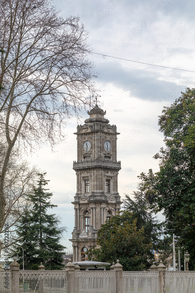 The clock tower of the Dolmabahe Palace.