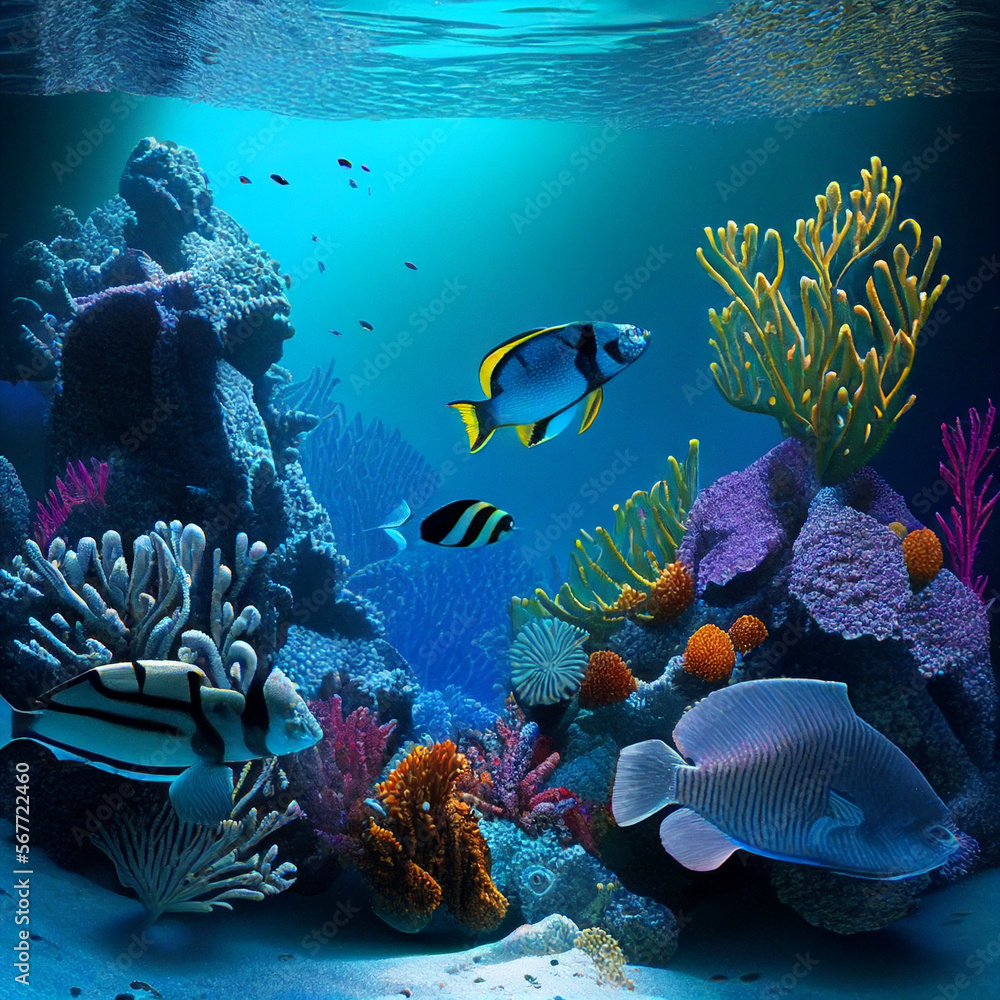 Obraz premium ornamental fish on the seabed ,Generative AI technology,