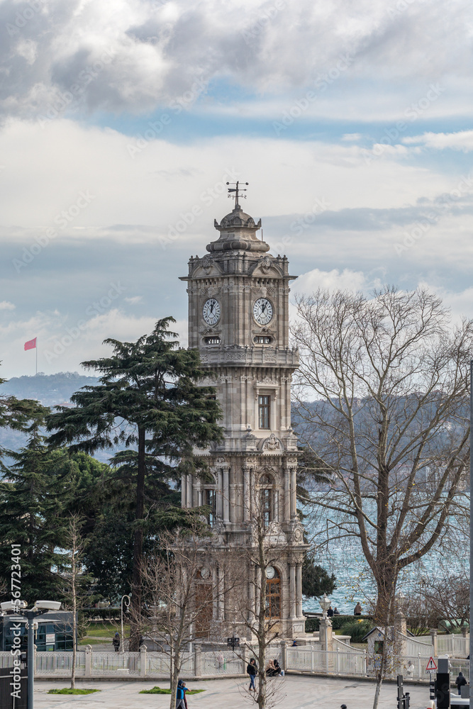 The clock tower of the Dolmabahe Palace.