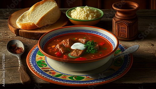 a teller of gulash soup hungarian style photo