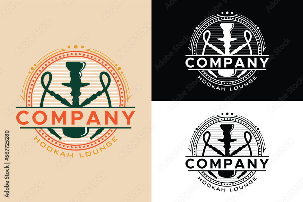 Obraz premium Hookah emblem illustration logo design 