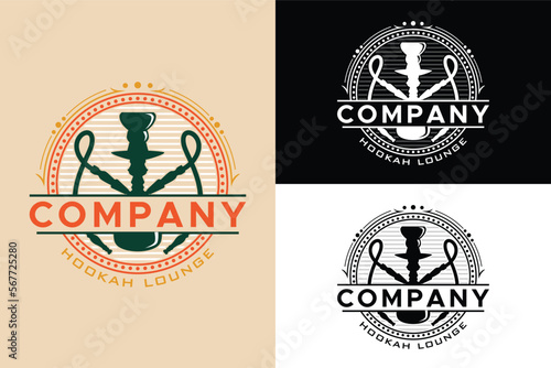 Hookah emblem illustration logo design 