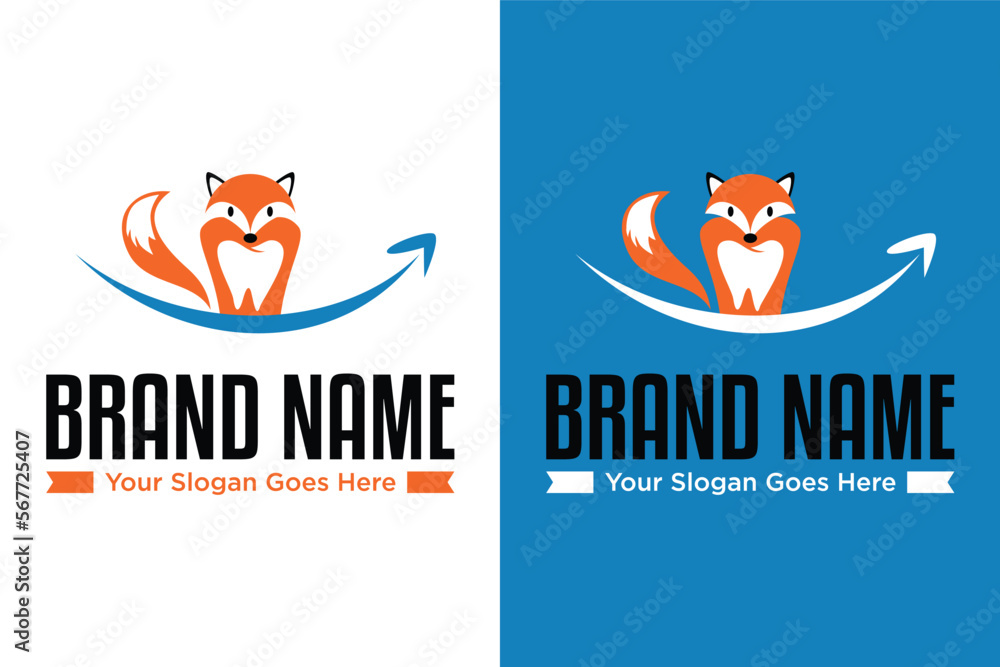 smile fox dental illustration logo design