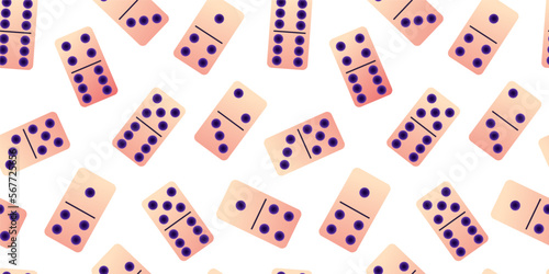 Domino seamless pattern. Casino bone signs. Numbers strategy. Fun stone board. Toy passion gambling. Play game. Gaming competition. Rectangular pieces. Vector texture recent background