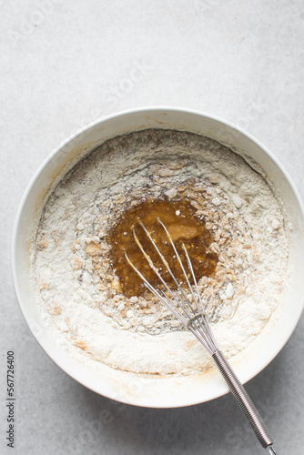 Wallpaper Mural Flour being mixed into cake batter, flour being added to blondies batter, process of making blondies Torontodigital.ca