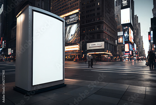 empty billboard promotional display near Times Square in New York City, space for copy, marketing, generative ai