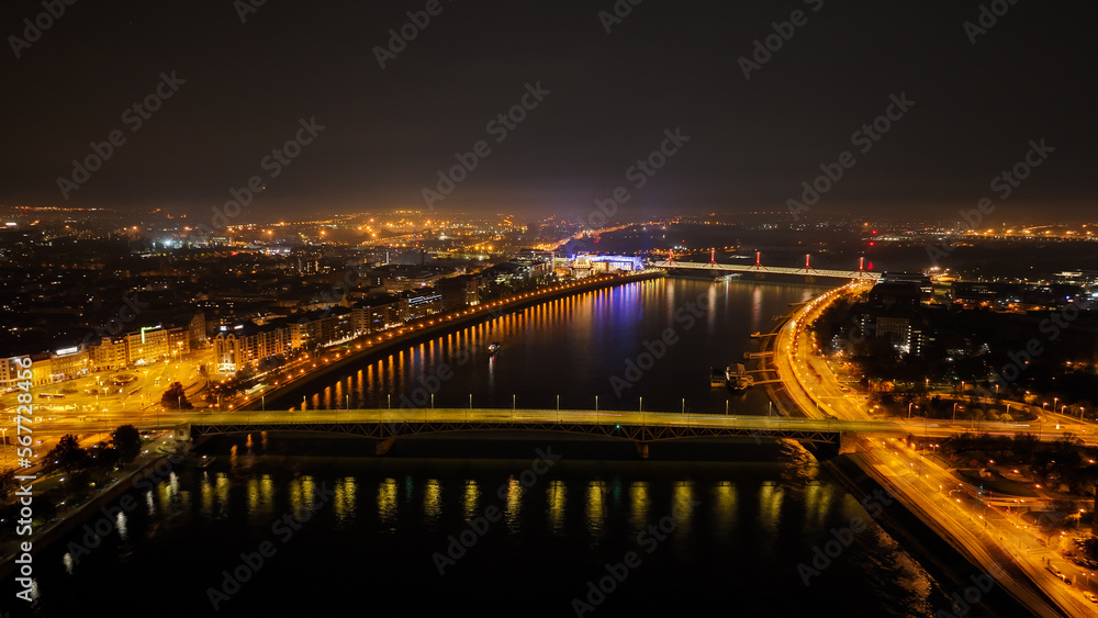 night view of the bridge in Budapest