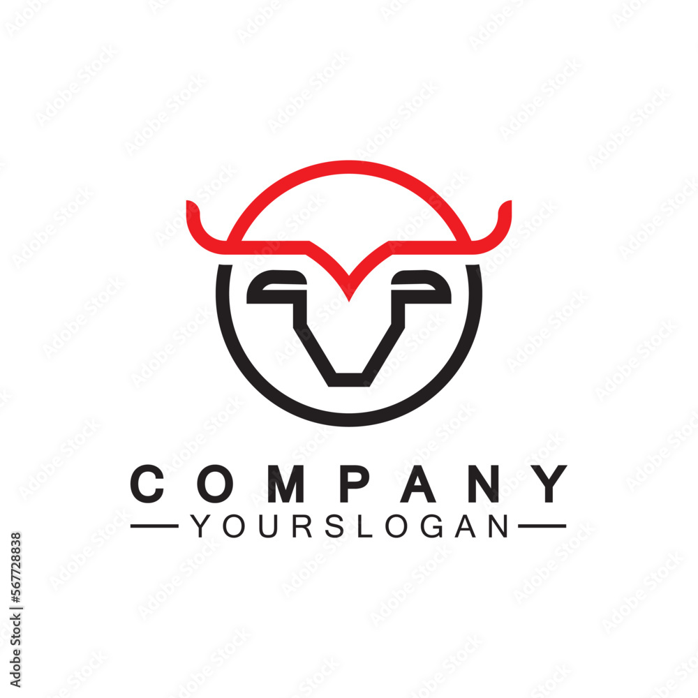Bull monoline logo design vector template Bull monoline logo design vector template