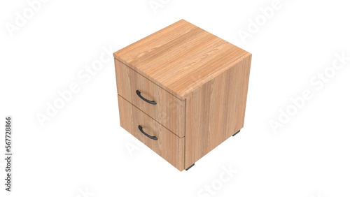 wooden side table top view without shadow 3d render