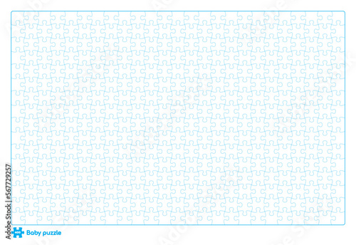 Vector baby puzzle template. 400 pieces. Isolated on white background