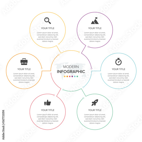 Creative concept for infographic element vector 6 options, steps, list, process. Abstract elements of graph, diagram with steps, options, parts or processes, timeline infographics, workflow or chart.