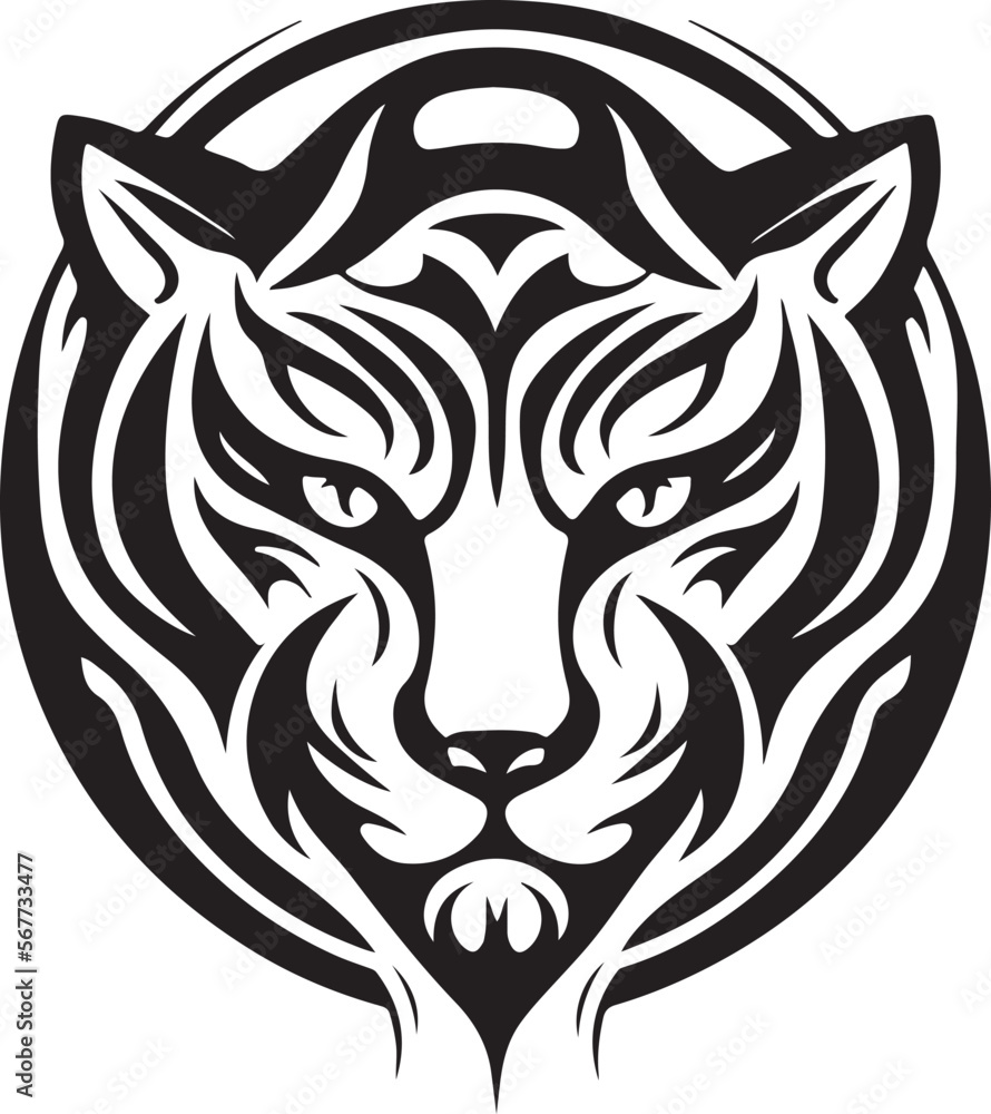 Vector illustration of tiger head with ornament Vector illustration of tiger head with ornament
