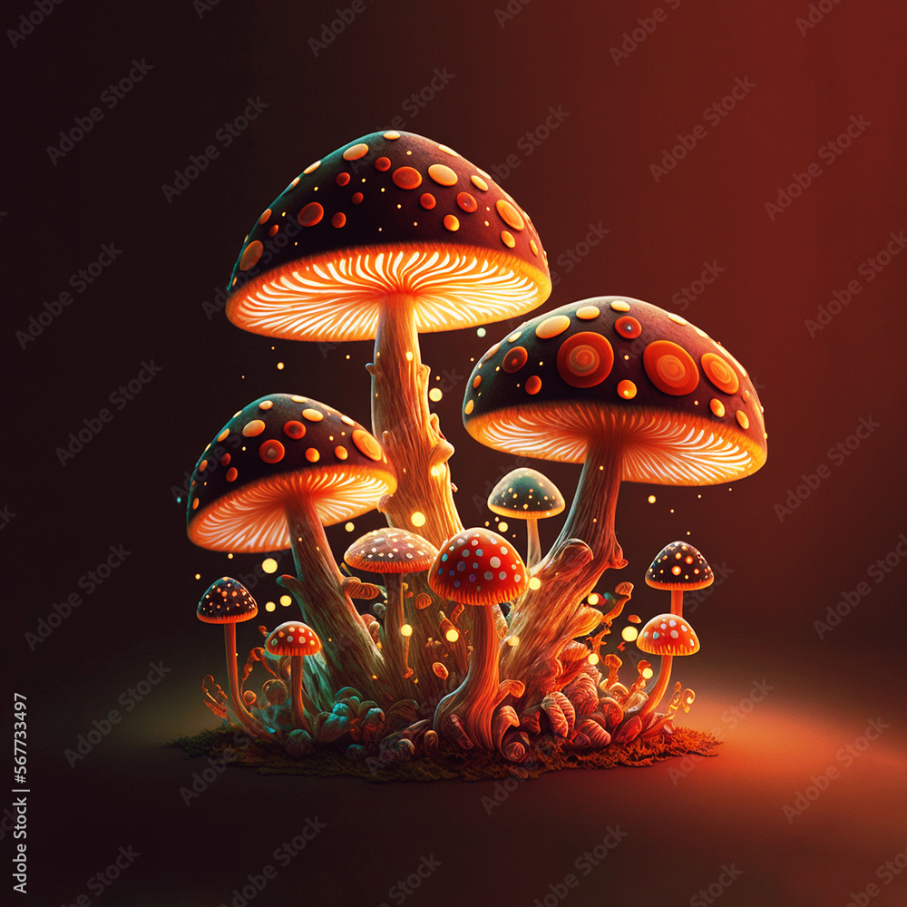 Cute Halloween Magic mushrooms generated ai.