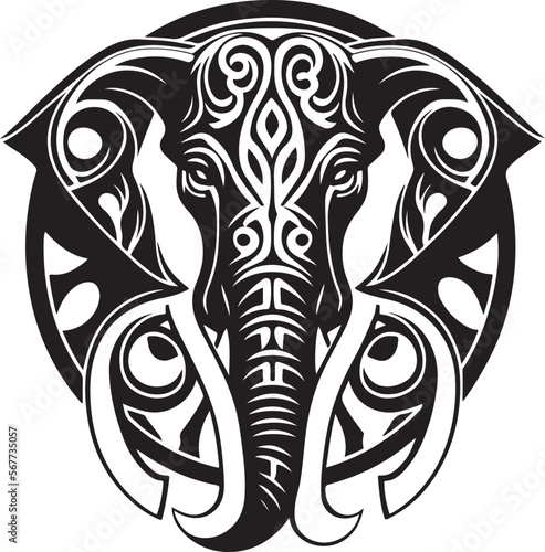 Vector illustration of elephant head with ornament