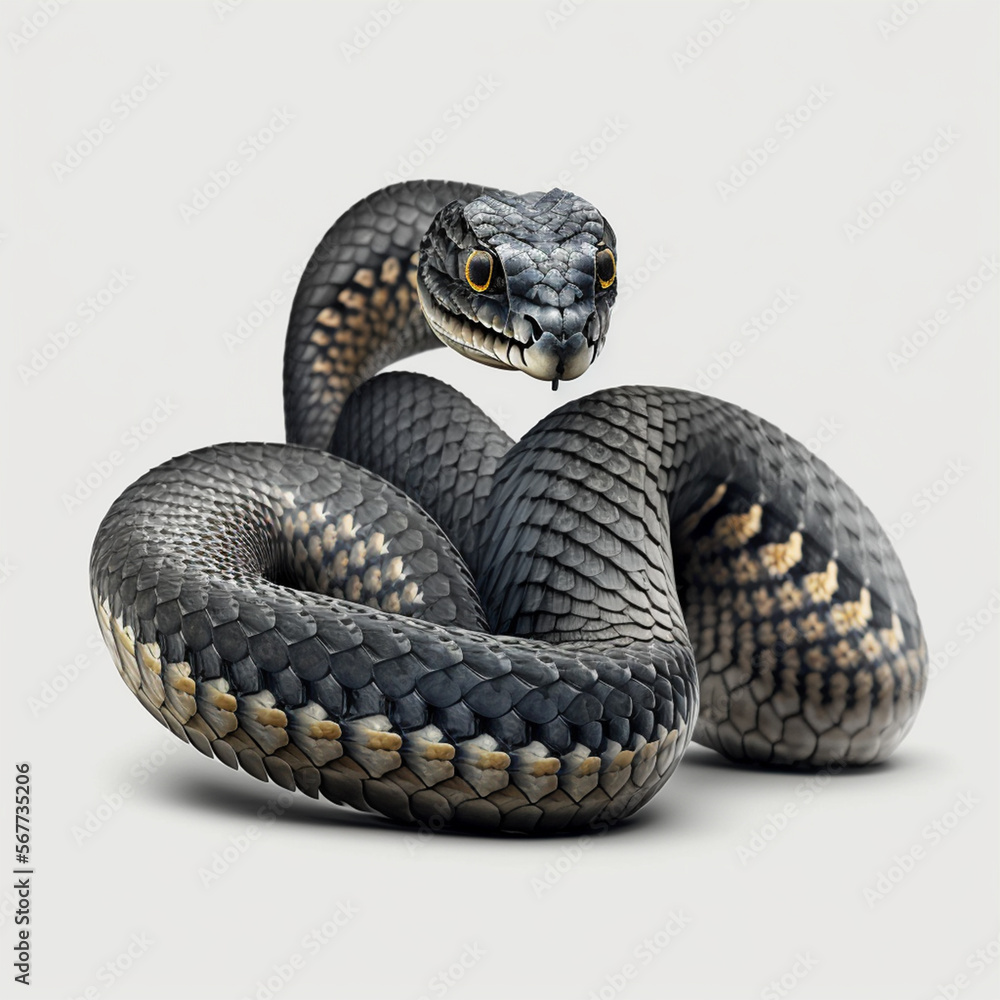 Fototapeta premium Kobra Schlange auf weißem Hintergrund isoliert (erstellt durch KI-Tool)