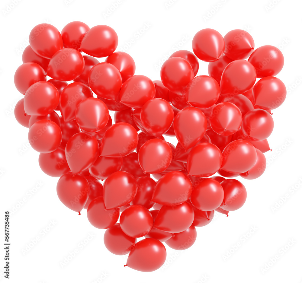 Fototapeta premium Heart from red balloons. Isolated on transparent background