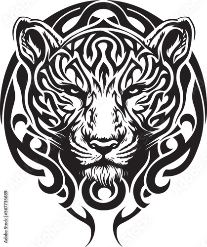 Vector illustration of tiger head with ornament