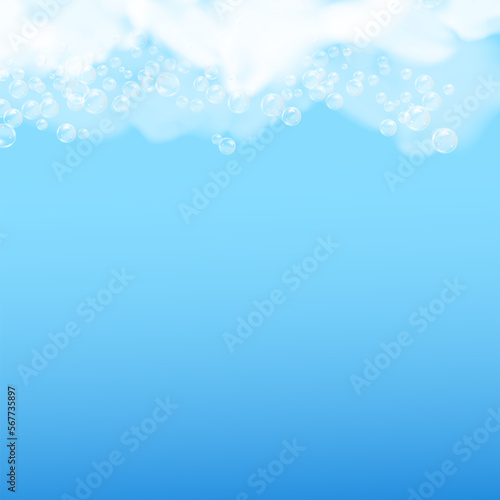 Bath foam background. Shampoo bubbles texture.Sparkling shampoo and bath lather vector illustration.