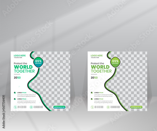 Make Green World Together Social Media Post, Leaflet, Poster template