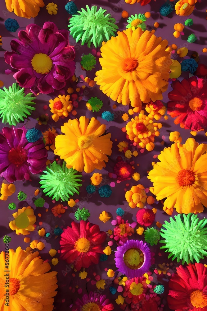 Ai generated art, 3d rendered illustration of flowers background. Generative ai art. Ai generated art, 3d rendered illustration of flowers background. Generative ai art.