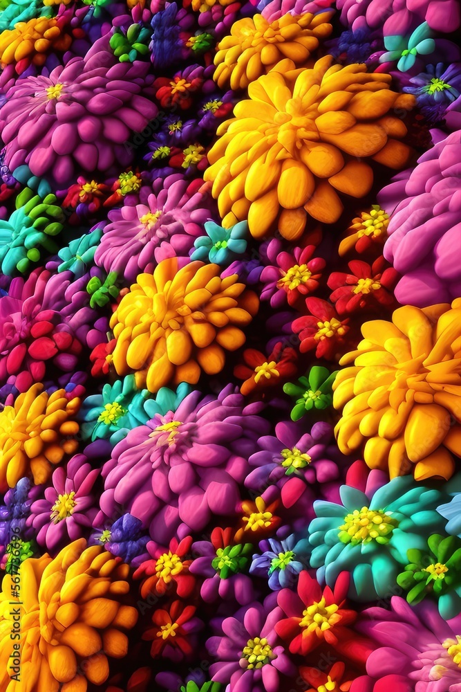 Ai generated art, 3d rendered illustration of flowers background. Generative ai art.