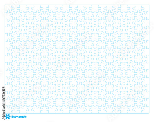 Vector baby puzzle template. 300 pieces. Isolated on white background