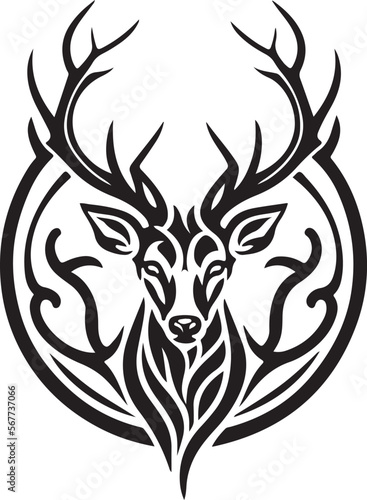 Vector illustration of deer head with ornament