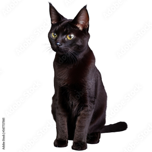 A Black Bombay Cat sitting idel